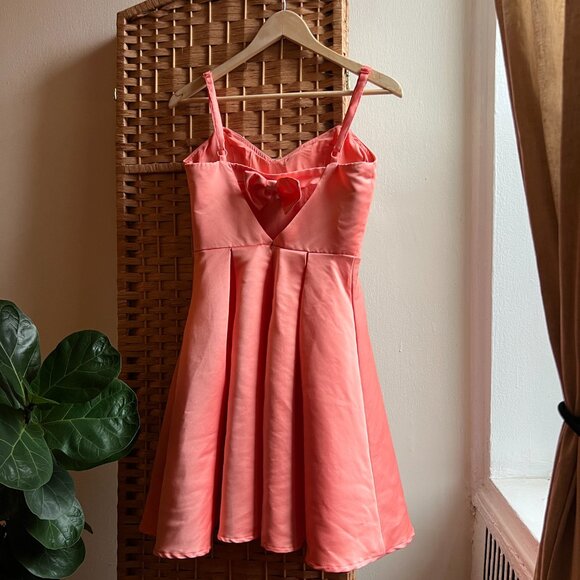 XS Coral Balletcore Nutcracker Semibackless Structured Skater Dress,Padded Chest - Picture 2 of 5